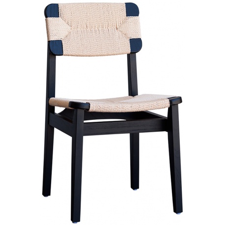 Silla de Madera Lacada Negra C-Chair Trenzada