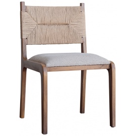 Silla de Madera y Cuerda Tapizada Gris